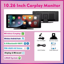10.26" Wireless CarPlay Screen | Apple CarPlay & Android Auto | Stereo Touchscreen | Dual Cam Option