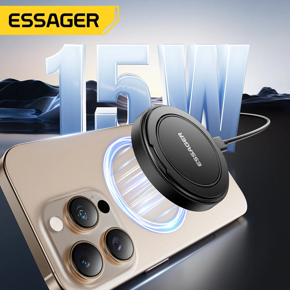 Essager Magnetic Wireless Charger with Holder | 15W Fast Charging | iPhone 16 15 14 13 | AirPods | Zonix Lifestyle