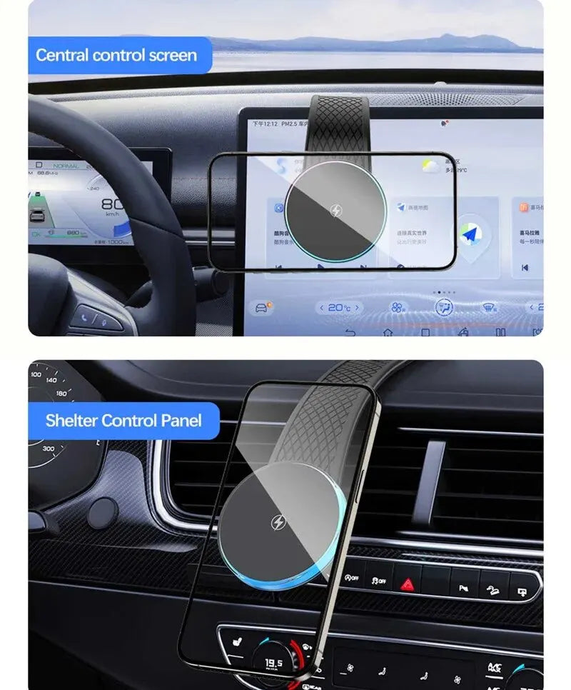 Magnetic Car Wireless Charger & Phone Holder | 15W Fast Charging | Dashboard Mount | iPhone 12-15 | Zonix Lifestyle