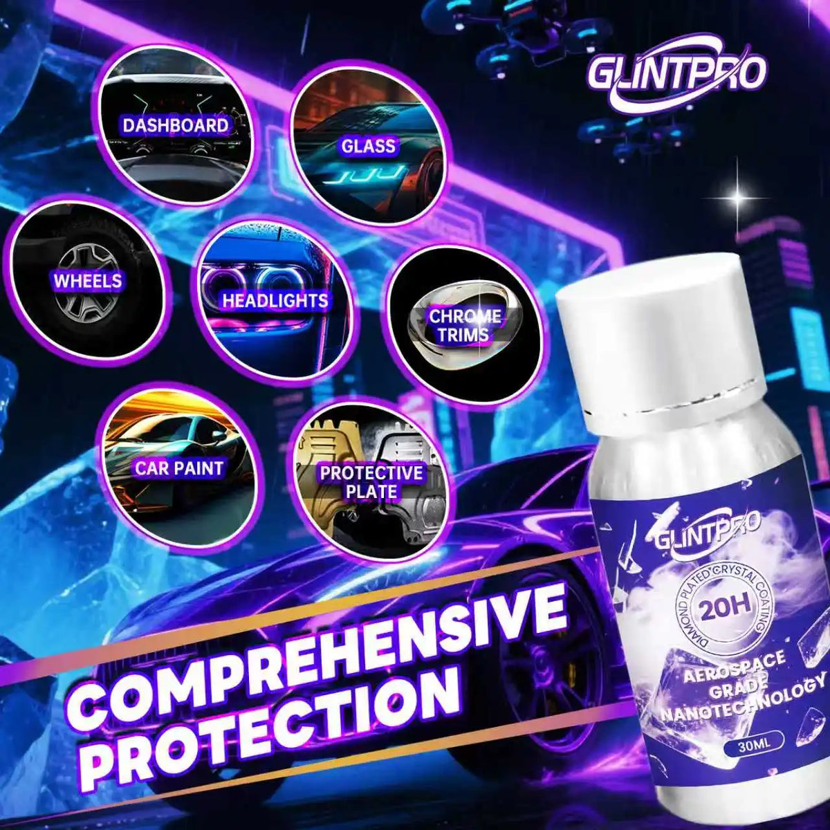 20H Ceramic Car Paint Coating High Gloss Hydrophobic Protection 30ml | Zonix Lifestyle