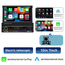 7-Inch Retractable Car Radio | Wireless CarPlay & Android Auto | MP5 Player | Bluetooth FM USB