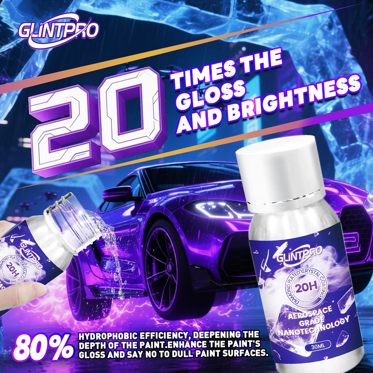 20H Ceramic Car Paint Coating High Gloss Hydrophobic Protection 30ml | Zonix Lifestyle