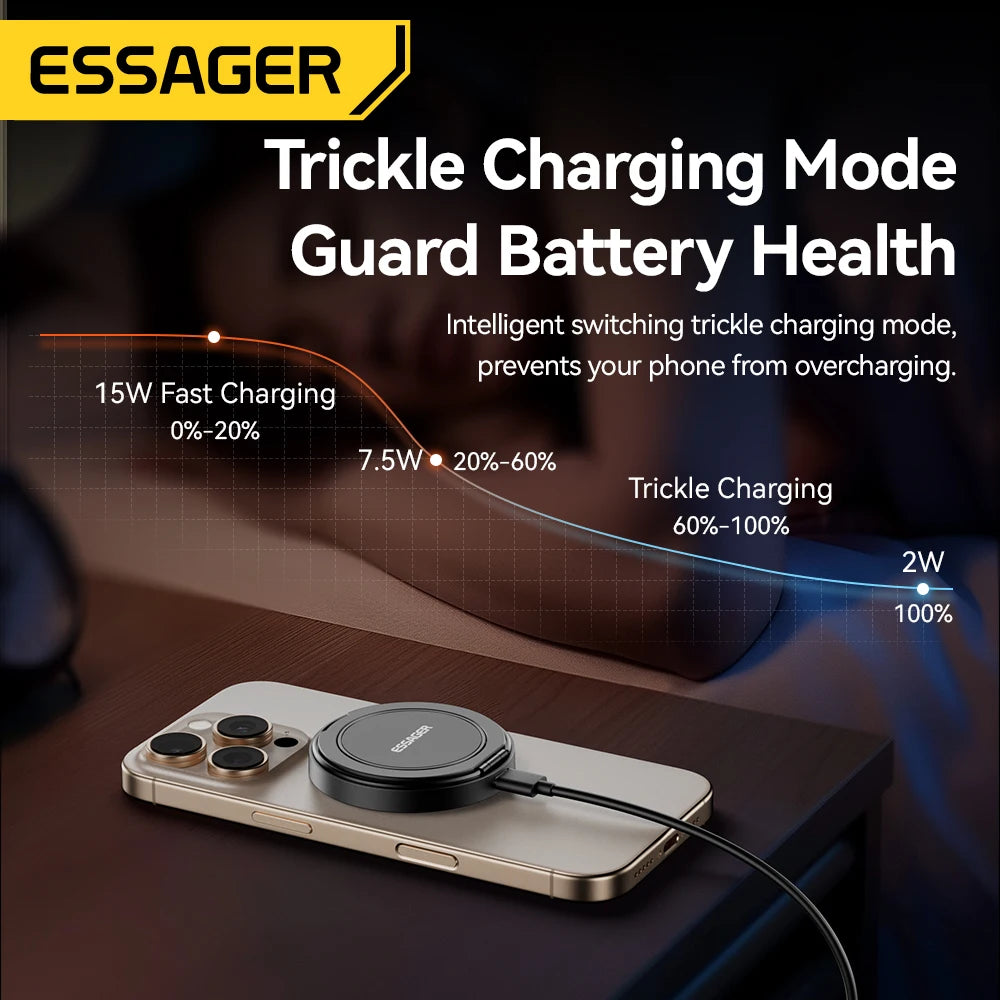 Essager Magnetic Wireless Charger with Holder | 15W Fast Charging | iPhone 16 15 14 13 | AirPods | Zonix Lifestyle