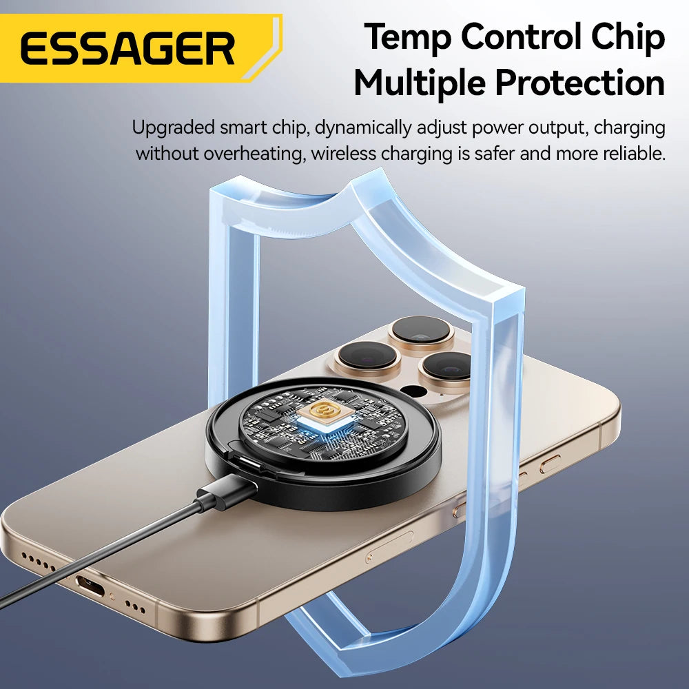 Essager Magnetic Wireless Charger with Holder | 15W Fast Charging | iPhone 16 15 14 13 | AirPods | Zonix Lifestyle