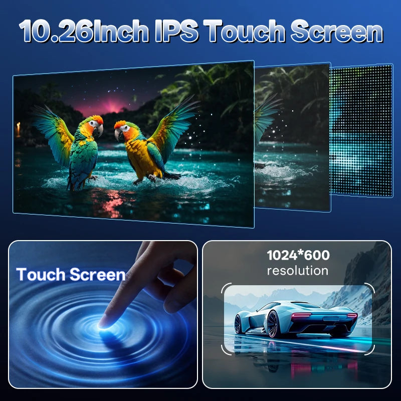 10.26-Inch Car Monitor | Wireless CarPlay & Android Auto | Bluetooth AUX USB | In-Dash Screen