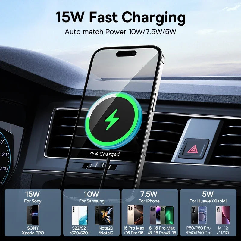 Baseus Magnetic Wireless Car Charger & Phone Holder 15W Fast Charging with LED Light | Zonix Lifestyle