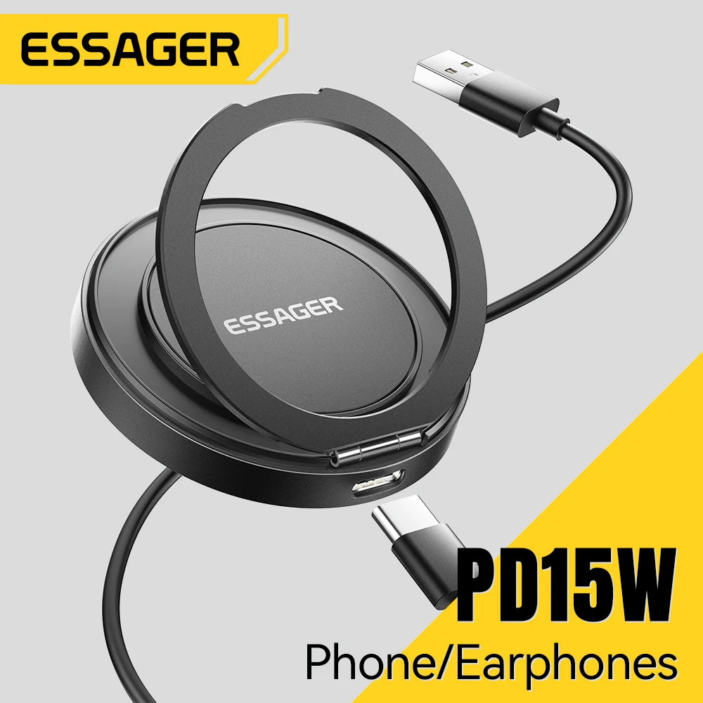 Essager Magnetic Wireless Charger with Holder | 15W Fast Charging | iPhone 16 15 14 13 | AirPods | Zonix Lifestyle