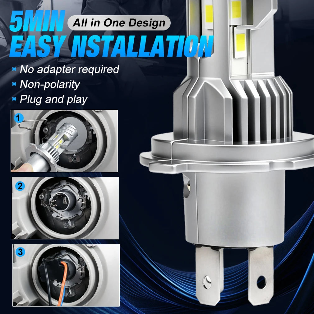 H4 LED Canbus Headlight Bulbs 150W 30000LM High Low Beam | Zonix Lifestyle