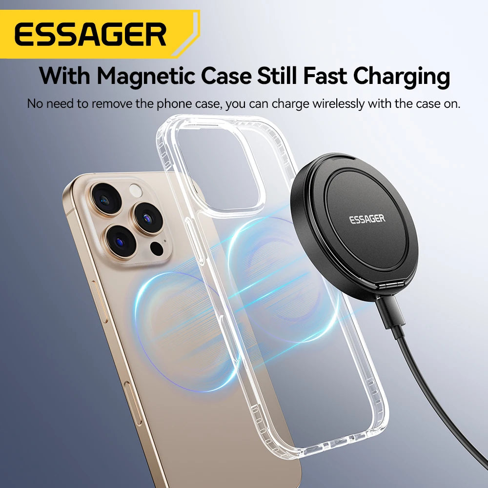 Essager Magnetic Wireless Charger with Holder | 15W Fast Charging | iPhone 16 15 14 13 | AirPods | Zonix Lifestyle