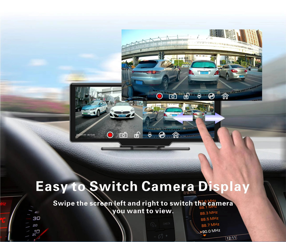 10-Inch Universal Wireless CarPlay & Android Auto Touchscreen | Portable Car Screen | Netflix & YouTube