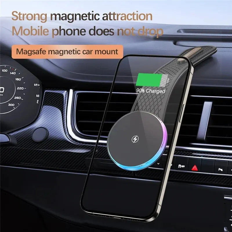 Magnetic Car Wireless Charger & Phone Holder | 15W Fast Charging | Dashboard Mount | iPhone 12-15 | Zonix Lifestyle