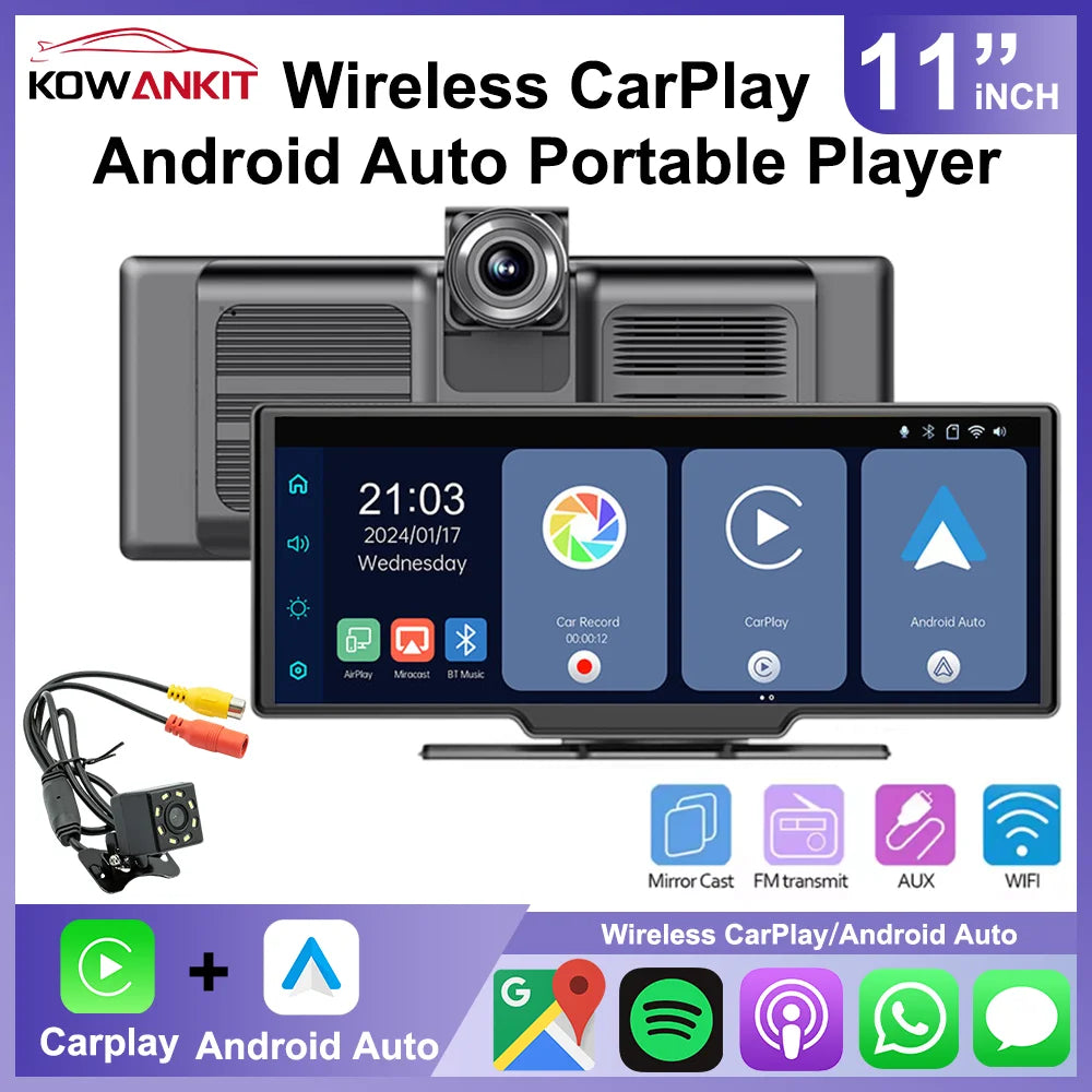 10-Inch Universal Wireless CarPlay & Android Auto Touchscreen | Portable Car Screen | Netflix & YouTube