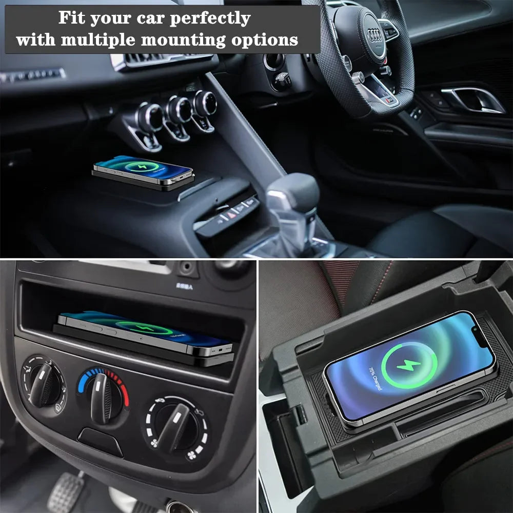 15W Fast Car Wireless Charging Pad | Anti-Slip Mat | Multi-Device | USB & Type-C | Zonix Lifestyle